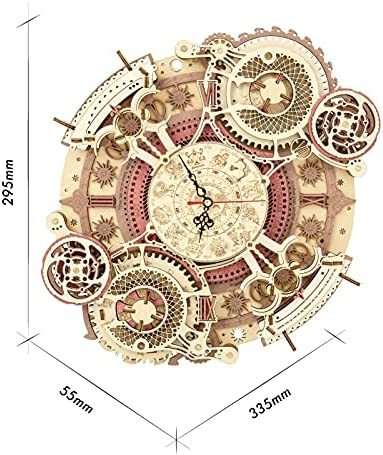 Robotime ROKR Time Art 3D wooden zodiac wall clock puzzle model kit for children and teens