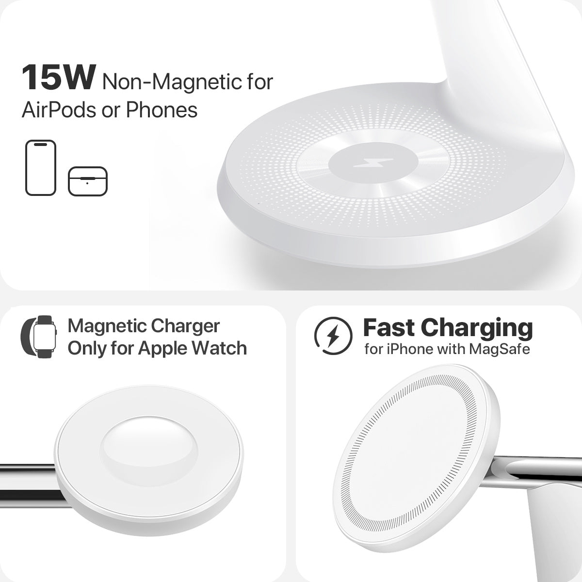 3 In 1 Wireless MagSafe Charging Station For Multiple Devices 30W Adapter Included - The Peppermint Room