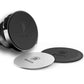 Magnetic cell phone holder with leather and stainless steel plates for hands-free car use