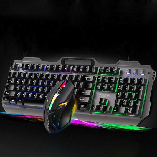 Friends Wolf KT600 Gaming Keyboard And Mouse Set Manipulator Feel Office Computer Metal Gaming Wired Keyboard USB - The Peppermint Room