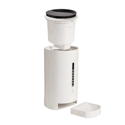 Smart pet feeder with 4.6L capacity and timing function in white ABS material