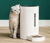Smart Pet Feeder with timer function and 4.6L ABS material container next to a grey cat