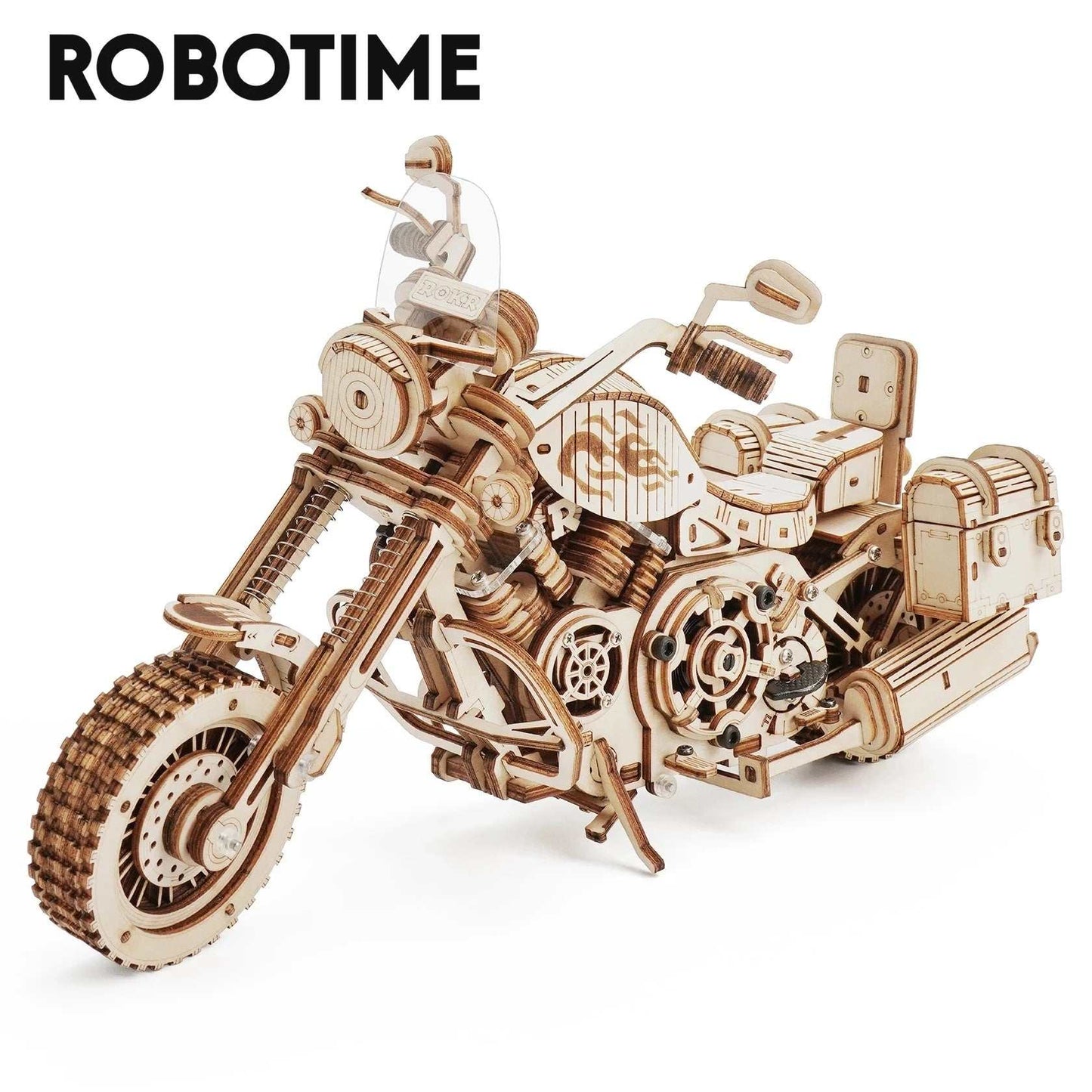 420 piece wooden building block DIY cruiser motorcycle model kit for children and adults.