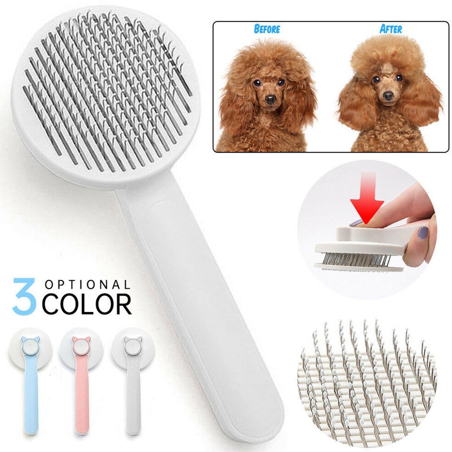 Pet Self Cleaning Cat Brushes, Cat Grooming Brush For Dogs Cats For Long Haired & Short Hair Gently To Remove Loose Undercoat, Mats Tangled - The Peppermint Room