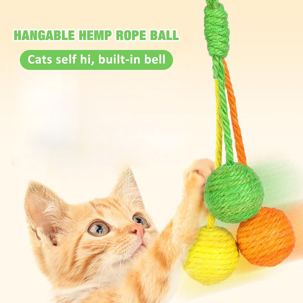 Cat Scratcher Ball, Chewable Scratcher For Kittens Chewable Interactive Cat Sisal Rope Ball Toy Cat Ball, Rolling Ball Scratch Cat Toy For Indoor Kittens Puppy Cat Pet - The Peppermint Room