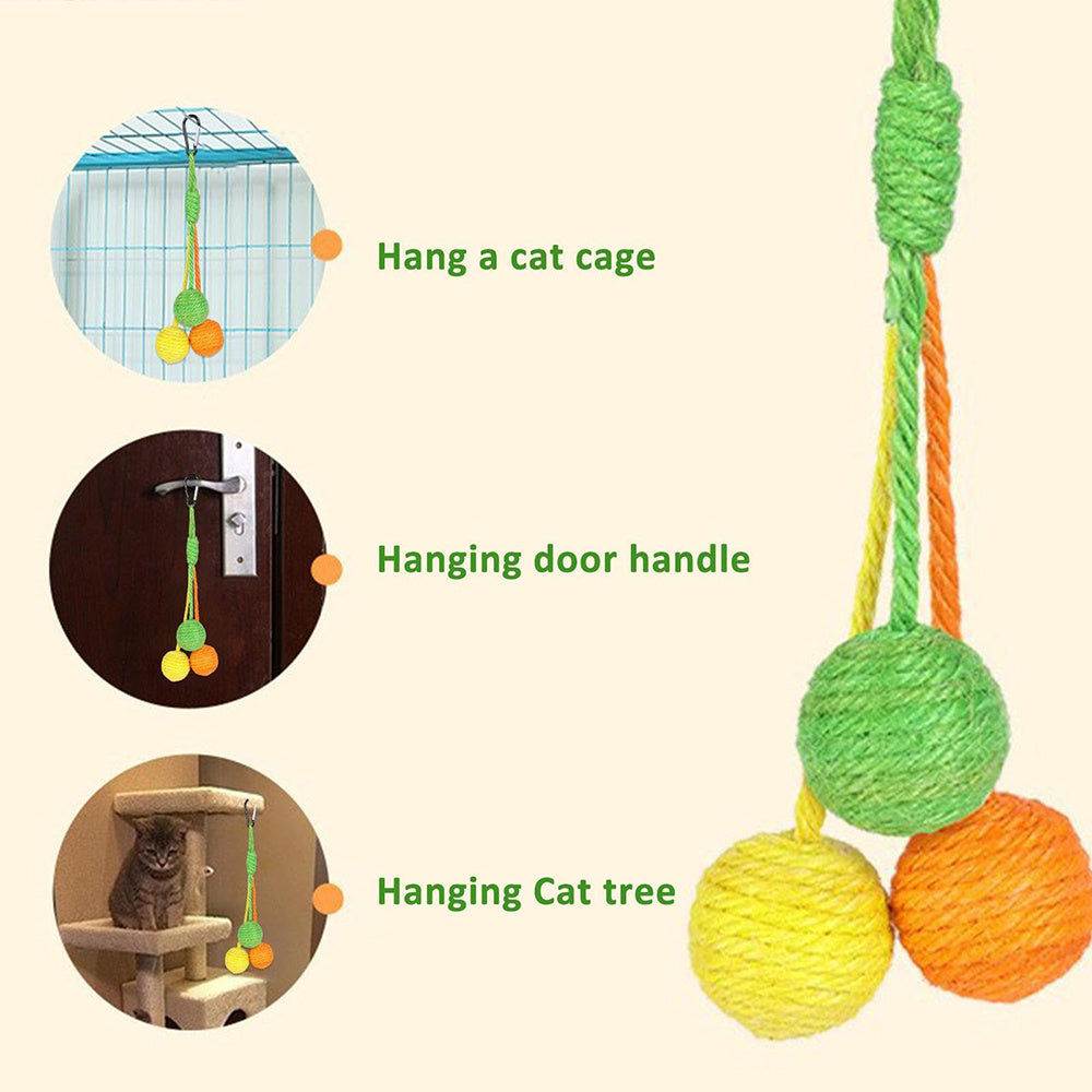 Cat Scratcher Ball, Chewable Scratcher For Kittens Chewable Interactive Cat Sisal Rope Ball Toy Cat Ball, Rolling Ball Scratch Cat Toy For Indoor Kittens Puppy Cat Pet - The Peppermint Room
