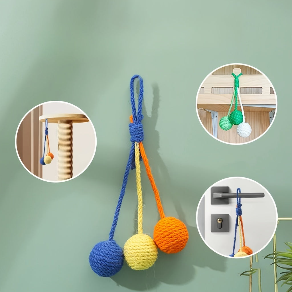 Cat Scratcher Ball, Chewable Scratcher For Kittens Chewable Interactive Cat Sisal Rope Ball Toy Cat Ball, Rolling Ball Scratch Cat Toy For Indoor Kittens Puppy Cat Pet - The Peppermint Room