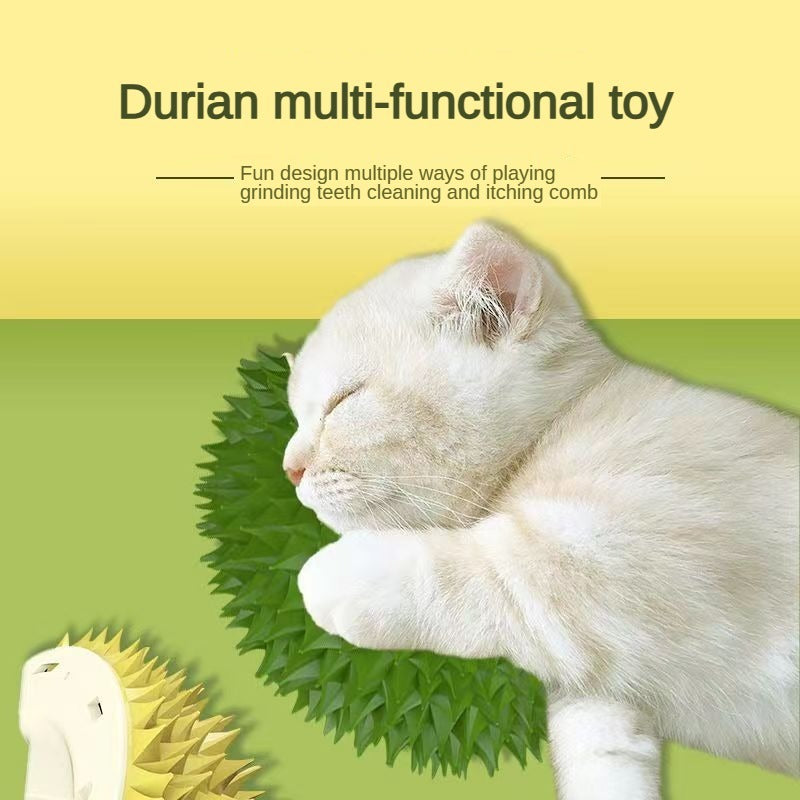 Durian Cat Brush, Dog Cat Self Groomer, Wall Corner Scratcher Massage Combs Durian Shape Molars Eat Slowly Toys Multifunctional Scratch Massager Tool Pets Clean Teeth Healthy Toys - The Peppermint Room
