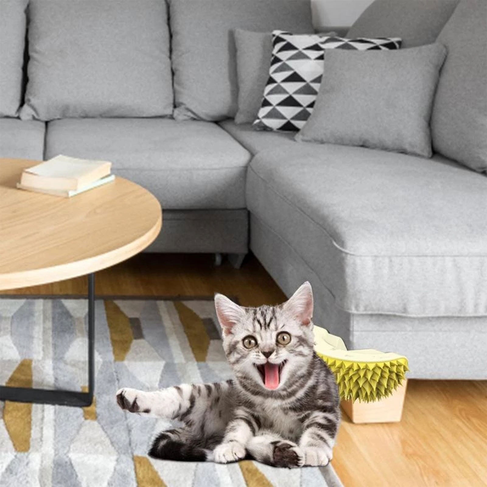 Durian Cat Brush, Dog Cat Self Groomer, Wall Corner Scratcher Massage Combs Durian Shape Molars Eat Slowly Toys Multifunctional Scratch Massager Tool Pets Clean Teeth Healthy Toys - The Peppermint Room