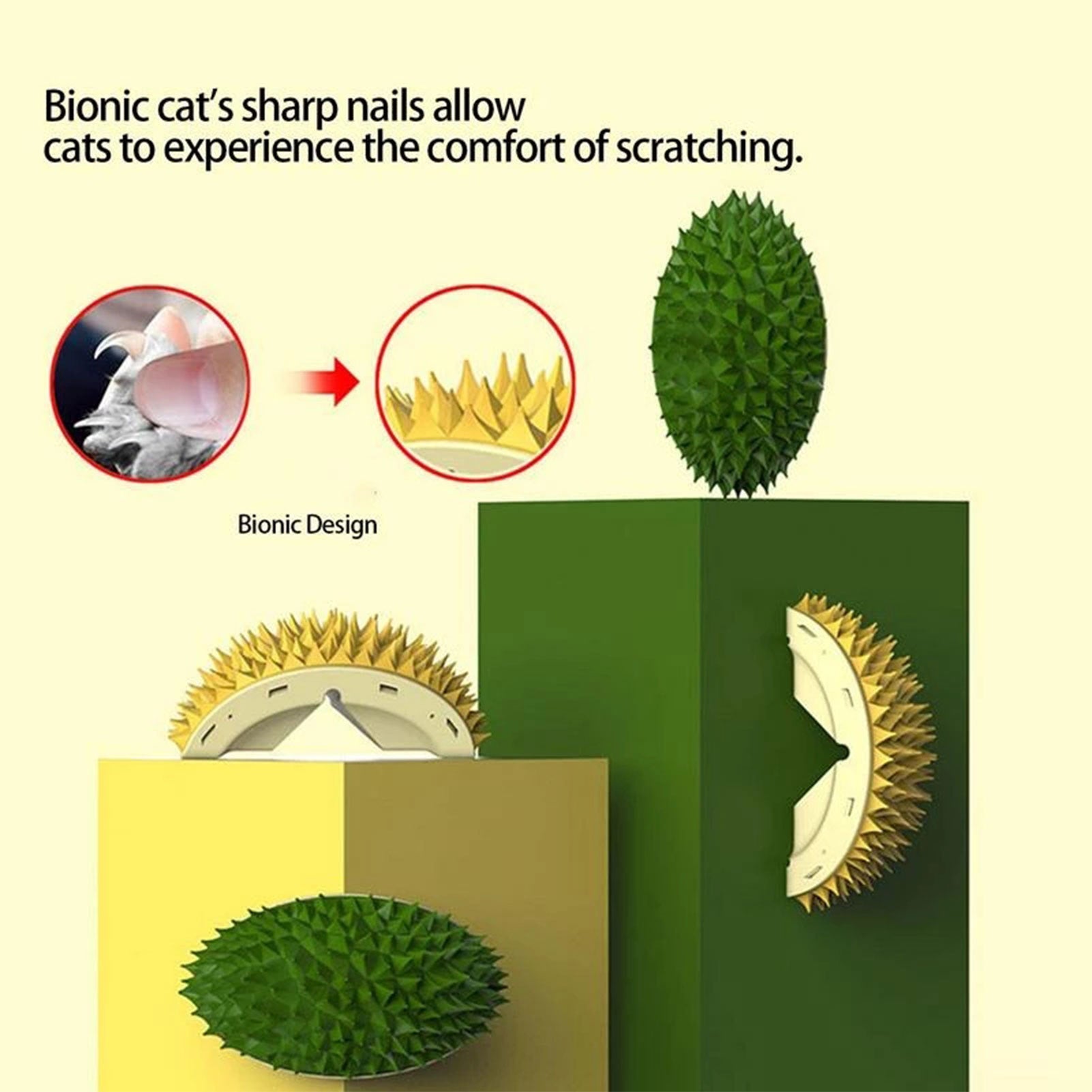 Durian Cat Brush, Dog Cat Self Groomer, Wall Corner Scratcher Massage Combs Durian Shape Molars Eat Slowly Toys Multifunctional Scratch Massager Tool Pets Clean Teeth Healthy Toys - The Peppermint Room