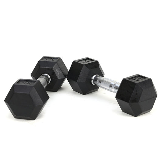 15LB 2 HDRS Rubber Coated Solid Cast Iron Dumbbells, Not Shipped On Weekends - The Peppermint Room
