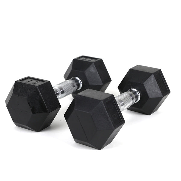 15LB 2 HDRS Rubber Coated Solid Cast Iron Dumbbells, Not Shipped On Weekends - The Peppermint Room