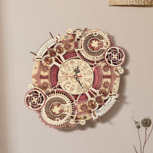 Robotime ROKR Time Art 3D wooden zodiac wall clock puzzle model for kids and adults