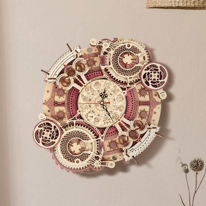 Robotime ROKR Time Art 3D wooden zodiac wall clock puzzle kit for kids and adults