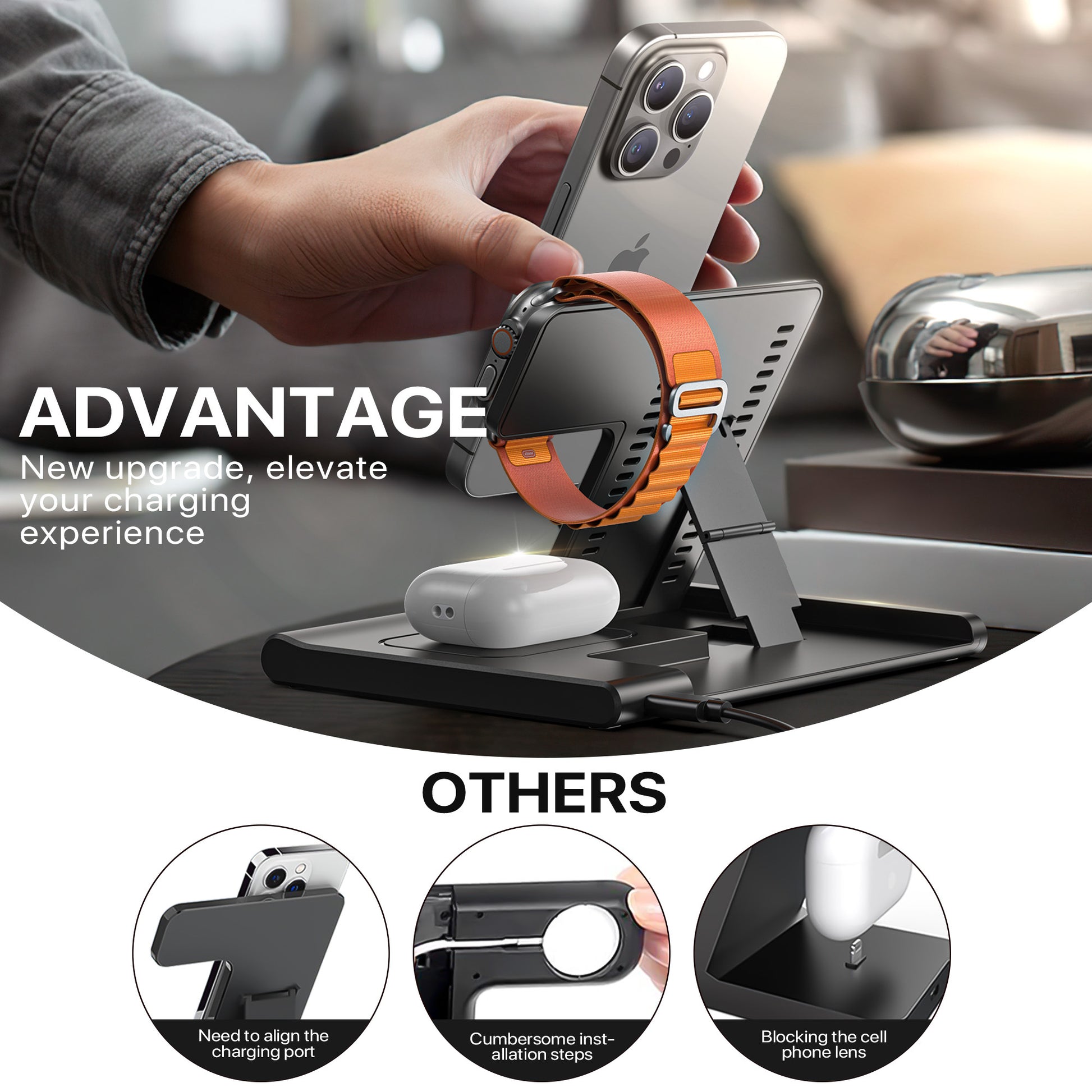 3 In 1 Wireless Charging Sation For Multiple Devices 15W Fast Charging Stand - The Peppermint Room