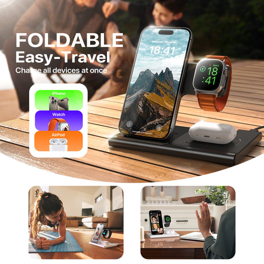 3 In 1 Wireless Charging Sation For Multiple Devices 15W Fast Charging Stand - The Peppermint Room