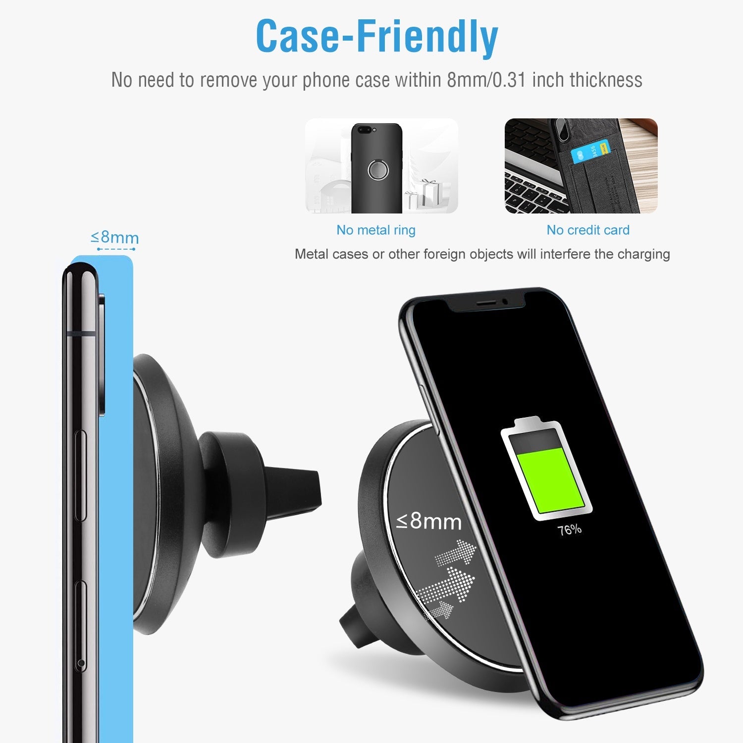 1Pc Magnetic  Qi Wireless Car Charger Car Phone Charger For IOS Phone XS MAX XR Galaxy S10 S9 Tablet GPS Device - The Peppermint Room