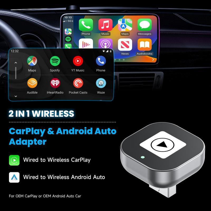 2025 Wireless CarPlay Adapter For IPhone And Android Fast Connection No Delay Hands-free Calling Wireless Car Electronics Adapter - The Peppermint Room
