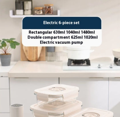 Vacuum Food Storage Box Electric Suction Timer Office Worker Microwave Oven Glass Lunch Box