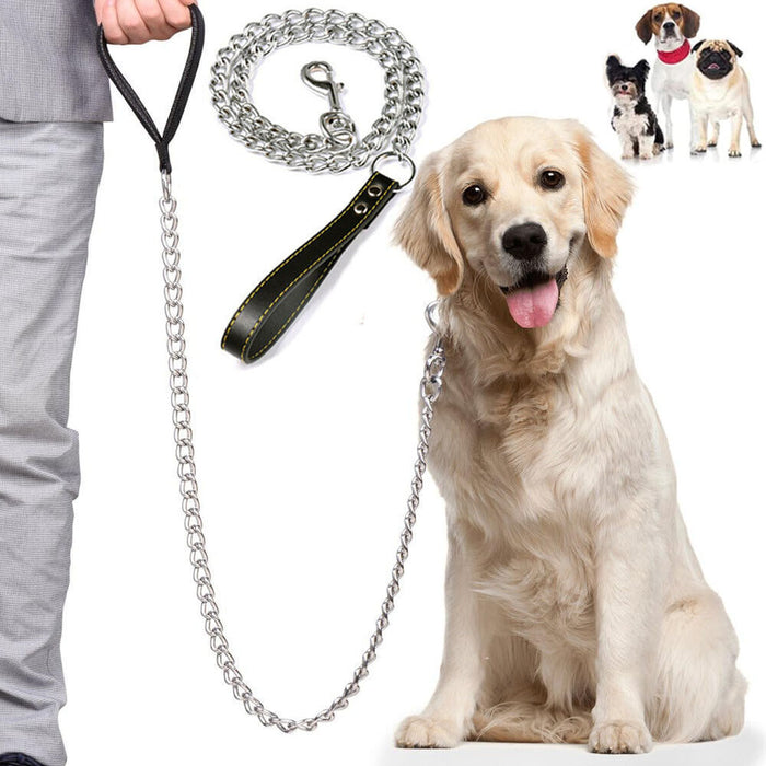 1PCS 1.2m Metal Chain Dog Lead Pet Puppy Leash Long Heavy Duty Anti-Chew Control - The Peppermint Room