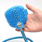 Blue silicone pet bathing tool with massaging bristles and water sprayer handheld shower brush for dogs and cats