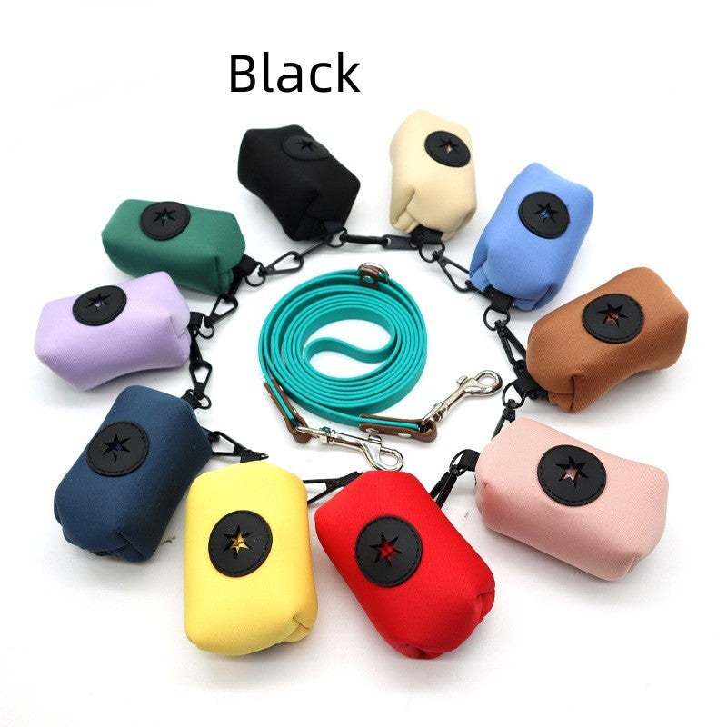 Colorful pet supplies stool bag dispensers in various colors made of diving fabric, compact 11x5x5 cm size