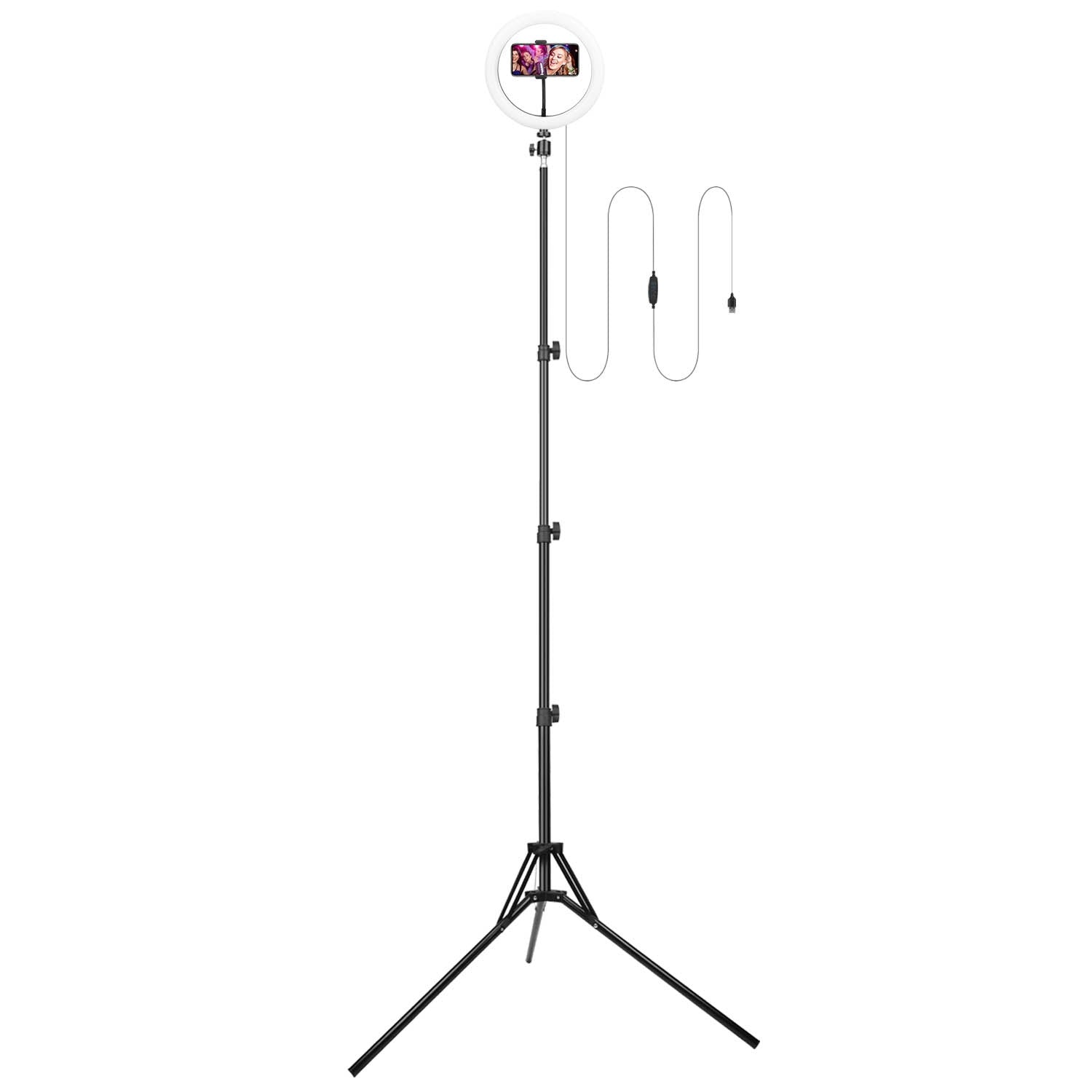 10in LED Selfie Ring Light Dimmable 120 LEDs Makeup Ring Lights With Adjustable Tripod Stand Cell Phone Holder USB Powered For YouTube Video Live Stream Makeup Photography - The Peppermint Room
