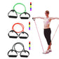 Set of colorful latex resistance bands with foam handles for strength training and fitness exercises
