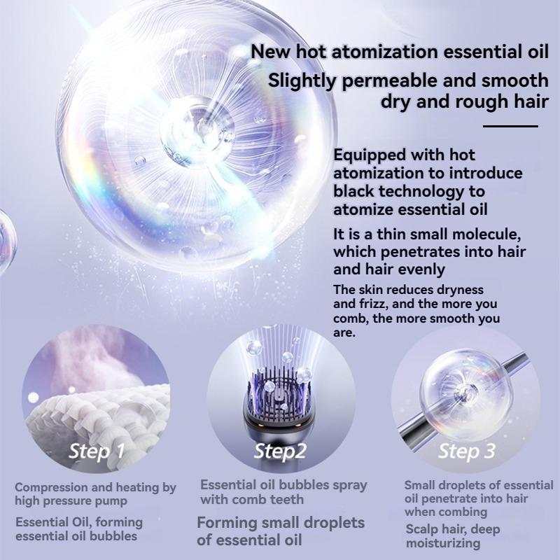 Electric Massage Brush - 1 Pc, 3 X 1.2ml Hair Oil Bottles, Multi-function Scalp Massage Comb, Can Hold Hair Oils - The Peppermint Room