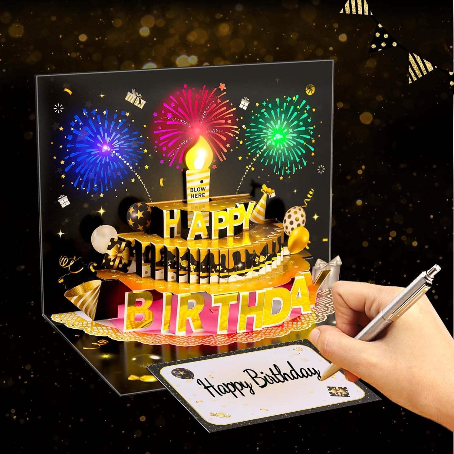 Light Music  Up Card Gift Cake Happy Birthday Card With Envelope - The Peppermint Room