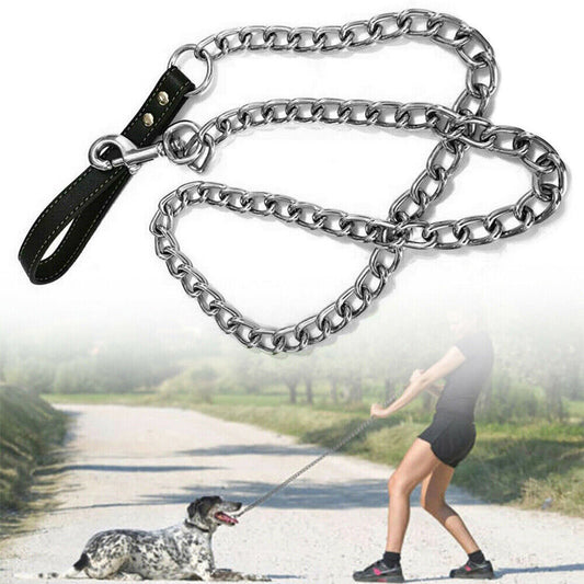 1PCS 1.2m Metal Chain Dog Lead Pet Puppy Leash Long Heavy Duty Anti-Chew Control - The Peppermint Room
