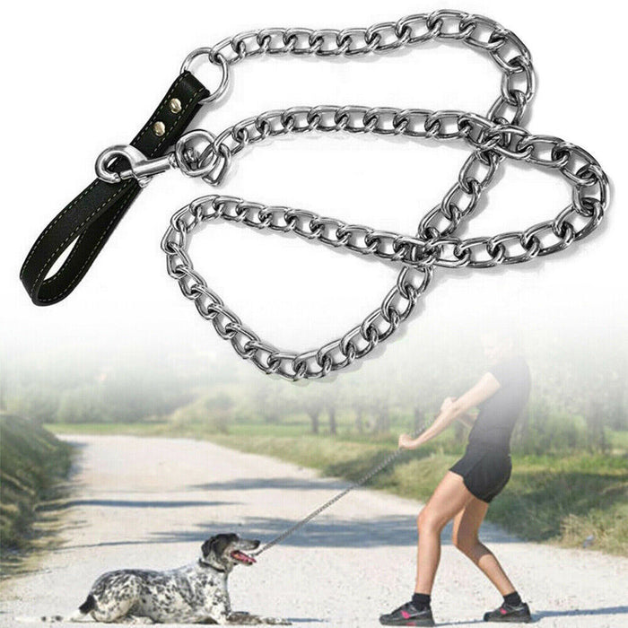 1PCS 1.2m Metal Chain Dog Lead Pet Puppy Leash Long Heavy Duty Anti-Chew Control - The Peppermint Room