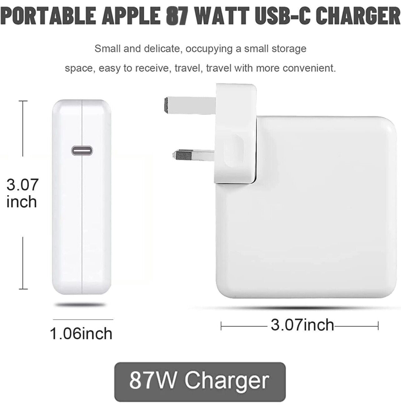 87W USB C Type C Fast Charger Power Adapter Compatible With Book Pro Uk Plug - The Peppermint Room