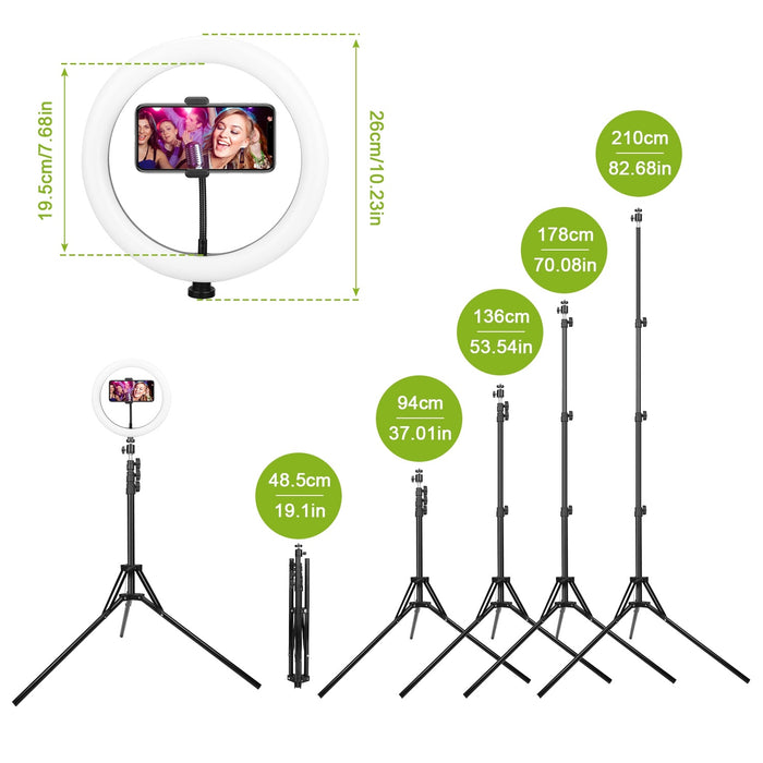 10in LED Selfie Ring Light Dimmable 120 LEDs Makeup Ring Lights With Adjustable Tripod Stand Cell Phone Holder USB Powered For YouTube Video Live Stream Makeup Photography - The Peppermint Room