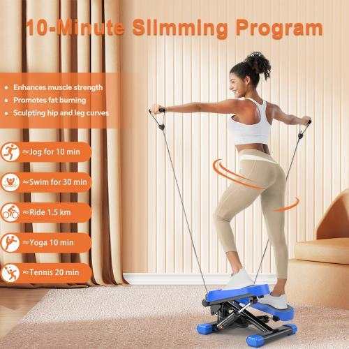 Home Office 330lb Weight Capacity Mini Stepper With Resistance Band And LCD Display - The Peppermint Room