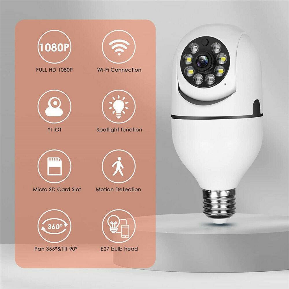 IR E27 Light Bulb Camera 1080P HD Wireless Wifi Smart Home Security Camera - The Peppermint Room