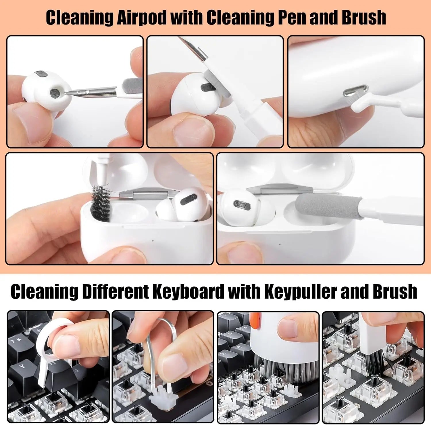 20 In 1 Laptop Phone Screen Cleaner Kit, Computer Keyboard Cleaning Brush For Phone AirPods MacBook IPad, Multifunctional Electronic Device Clean Tool For Camera Tablet Car Screens - The Peppermint Room