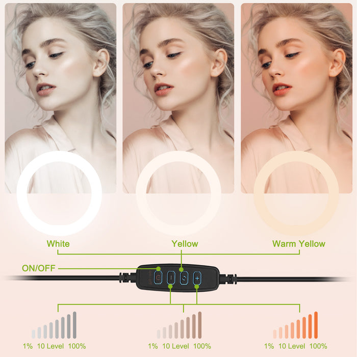 10in LED Selfie Ring Light Dimmable 120 LEDs Makeup Ring Lights With Adjustable Tripod Stand Cell Phone Holder USB Powered For YouTube Video Live Stream Makeup Photography - The Peppermint Room