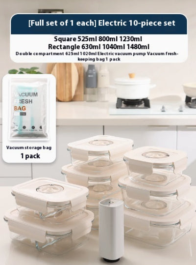 Vacuum Food Storage Box Electric Suction Timer Office Worker Microwave Oven Glass Lunch Box