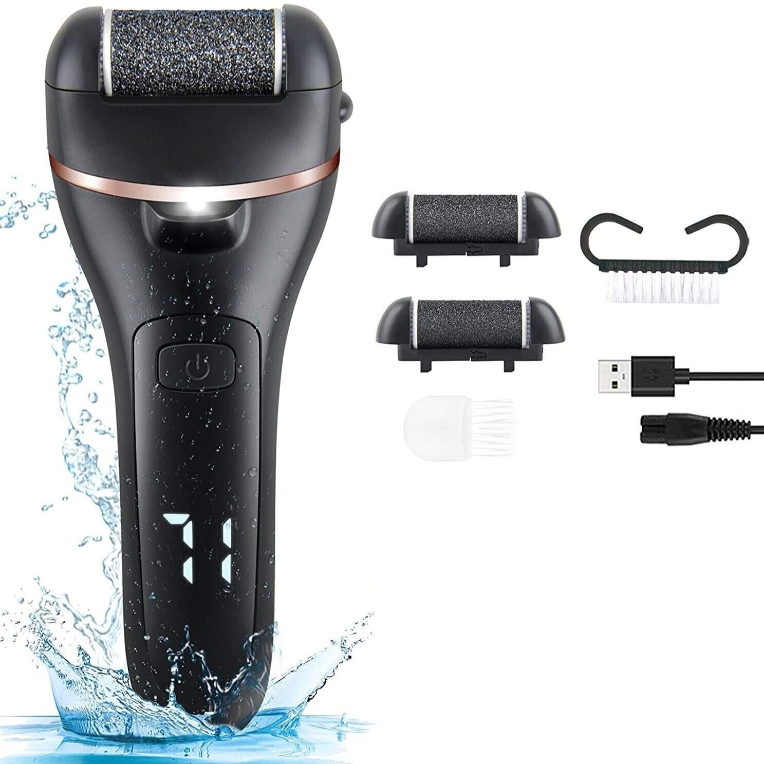 Electric Foot Grinder And Callus Remover, Electric Foot Polisher, Rechargeable Foot Washing And Pedicure Kit, Suitable For Cracked Heels And Dead Skin, With 3 Roller Heads - The Peppermint Room
