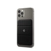 Magnetic Card Holder attached to iPhone back in black color, simple style mobile phone accessory