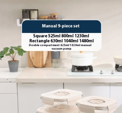 Vacuum Food Storage Box Electric Suction Timer Office Worker Microwave Oven Glass Lunch Box