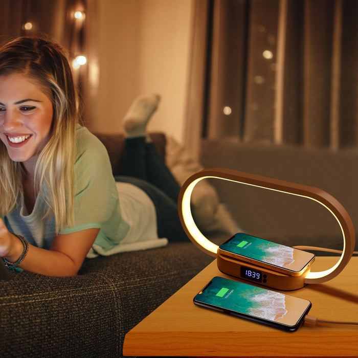 1 Set Bedside Table Lamp Touch Control Lamp With Clock Wireless Charging LED Desk Lamp Dimmable Nightstand Reading Lamp - The Peppermint Room