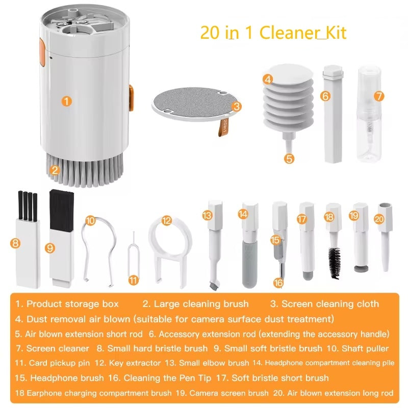 20 In 1 Laptop Phone Screen Cleaner Kit, Computer Keyboard Cleaning Brush For Phone AirPods MacBook IPad, Multifunctional Electronic Device Clean Tool For Camera Tablet Car Screens - The Peppermint Room