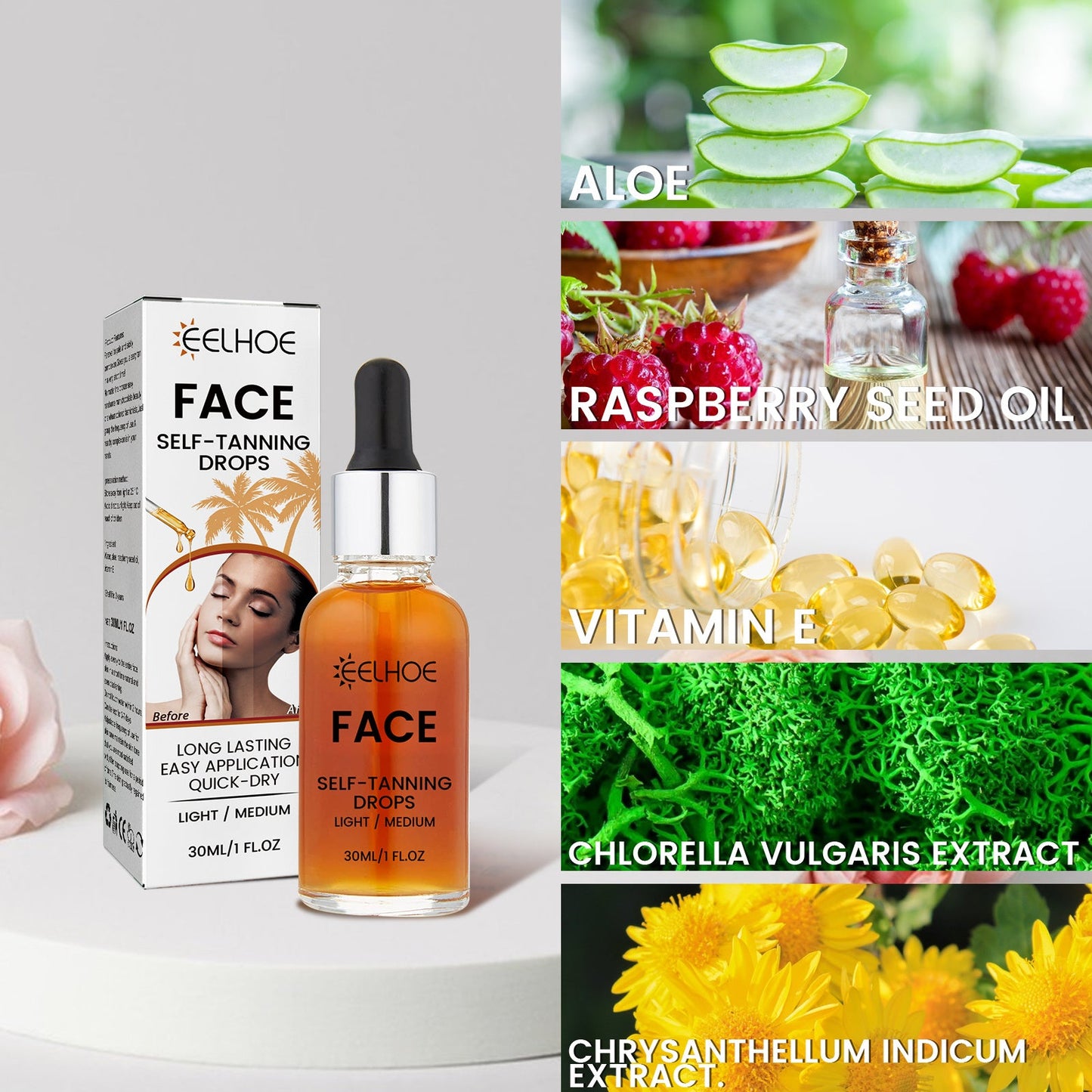 EELHOE Facial Tanning Essence For Achieving A Natural And Stylish Wheat Color Or Bronzed Skin Tone, Providing Hydration And Enhancing - The Peppermint Room