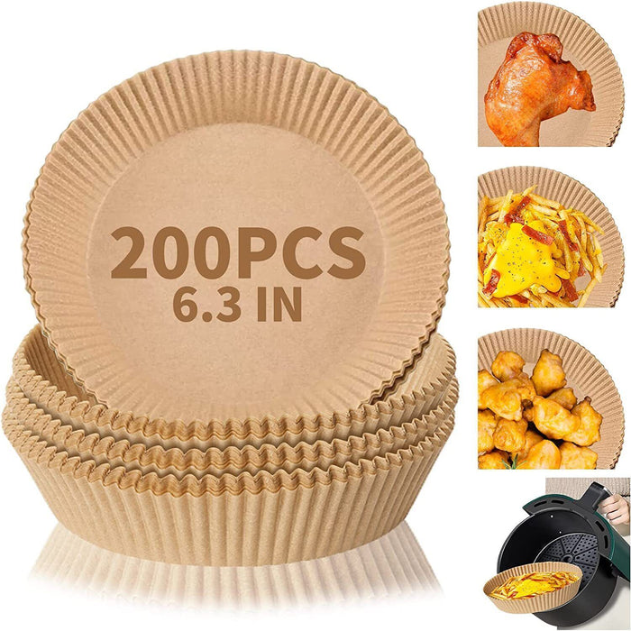 200pcs Air Fryer Paper Liners – 6.3in Non-Stick Round