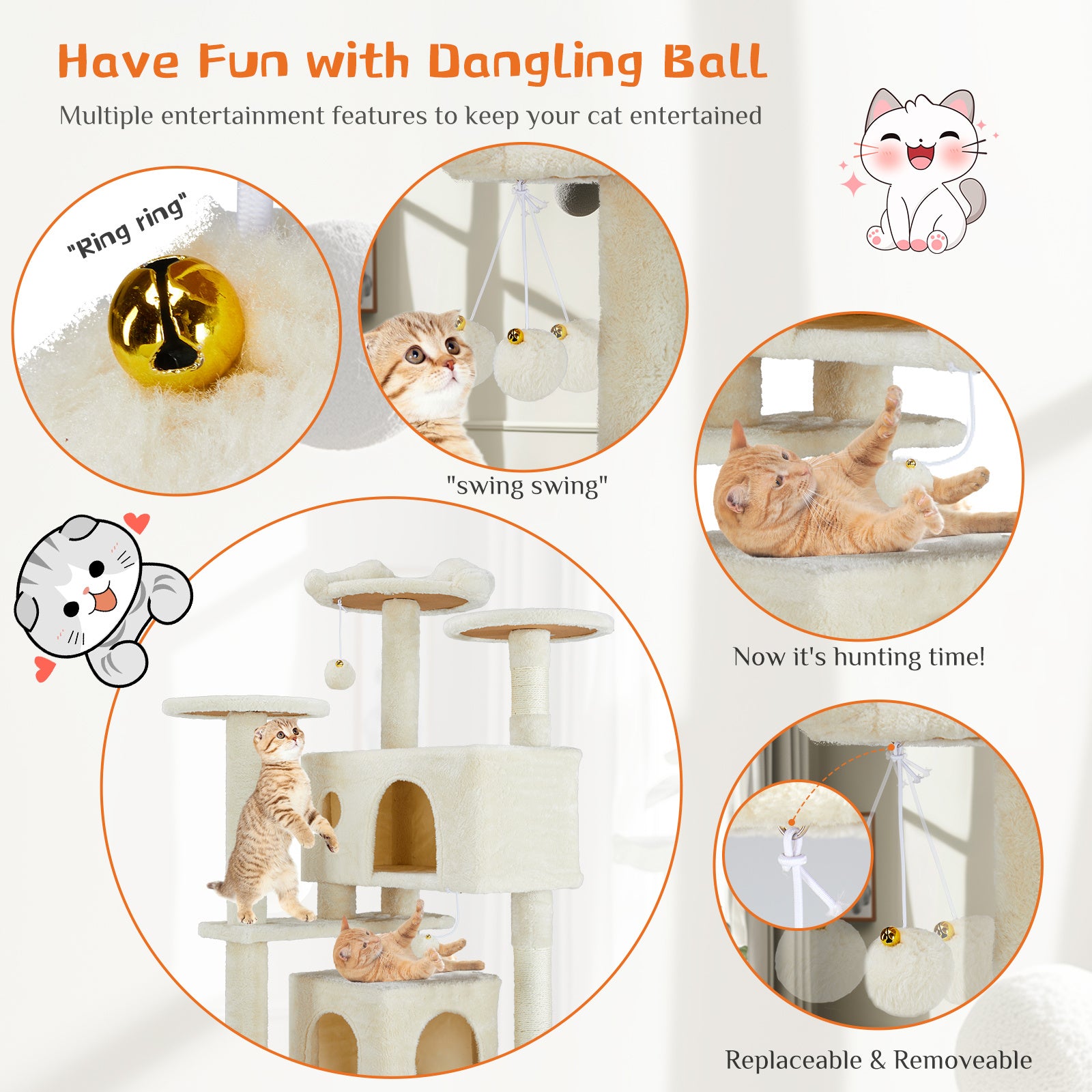 Multi Functional Cat Treehouse Cat Climbing Frame - The Peppermint Room