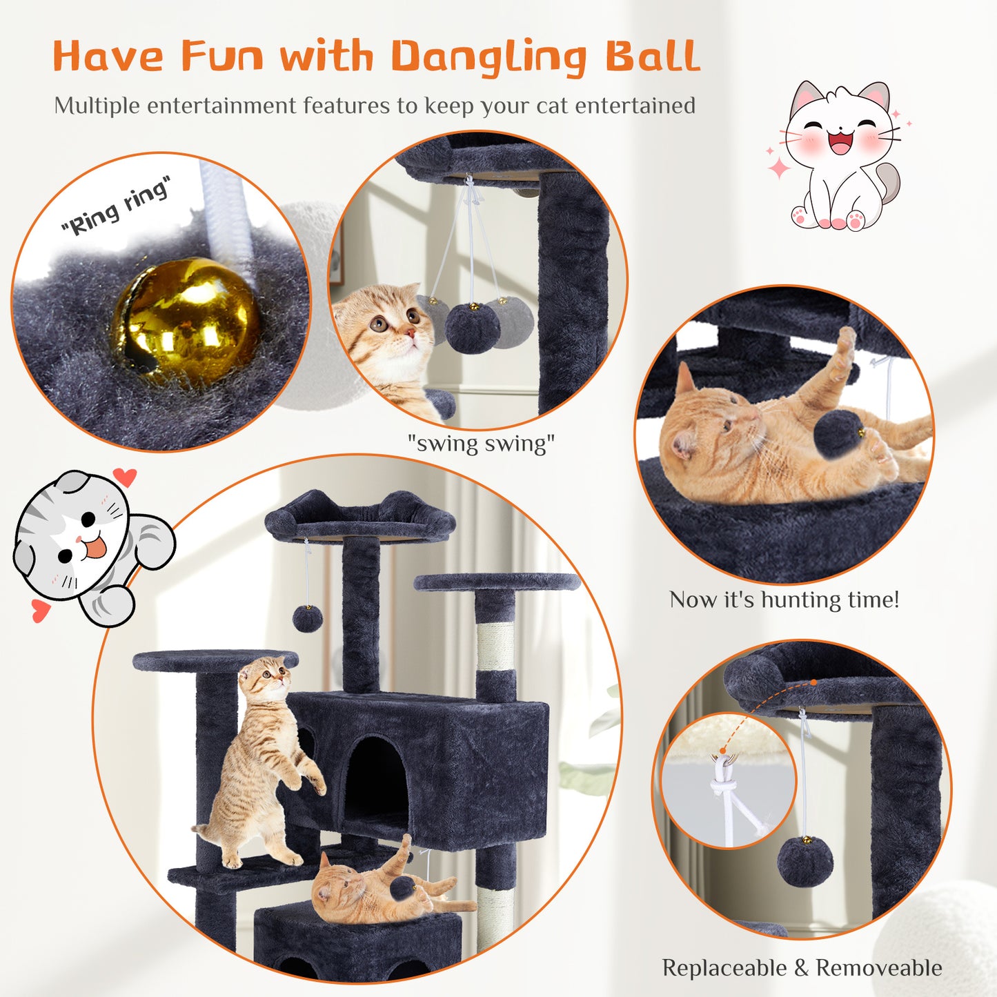 Multi Functional Cat Treehouse Cat Climbing Frame - The Peppermint Room