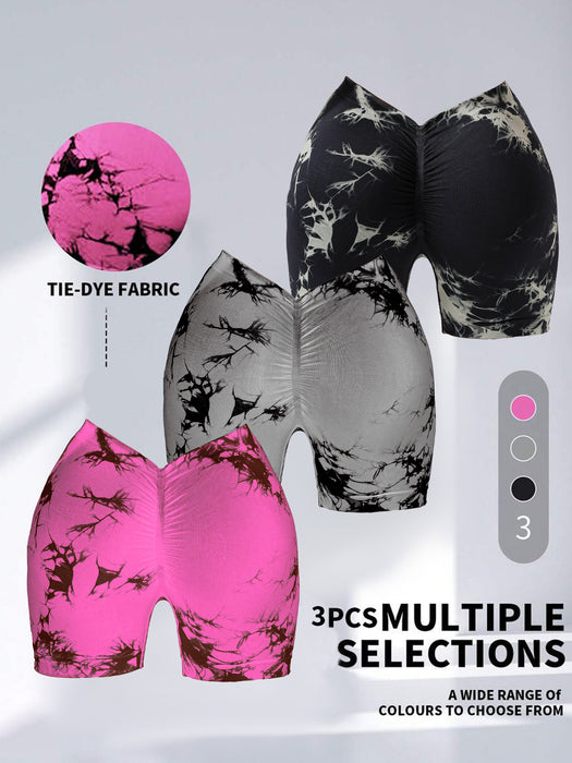3-Pack Tie Dye High-Waist Biker Shorts Women