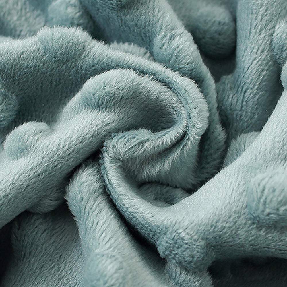 Soft blue double-layer baby blanket with dotted backing for newborns and toddlers